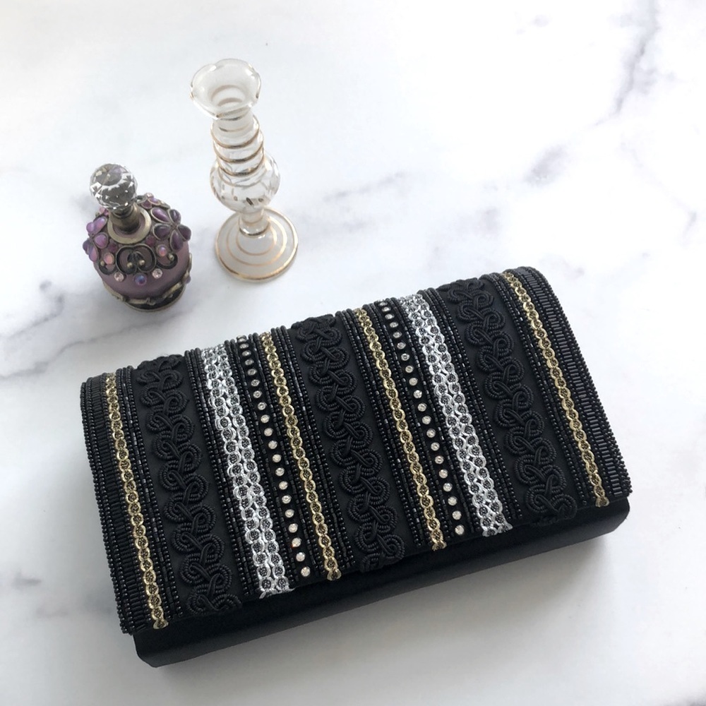 VTG Delill by Hashimoto NY Vintage Beaded Fabric Evening Bag Purse Clutch